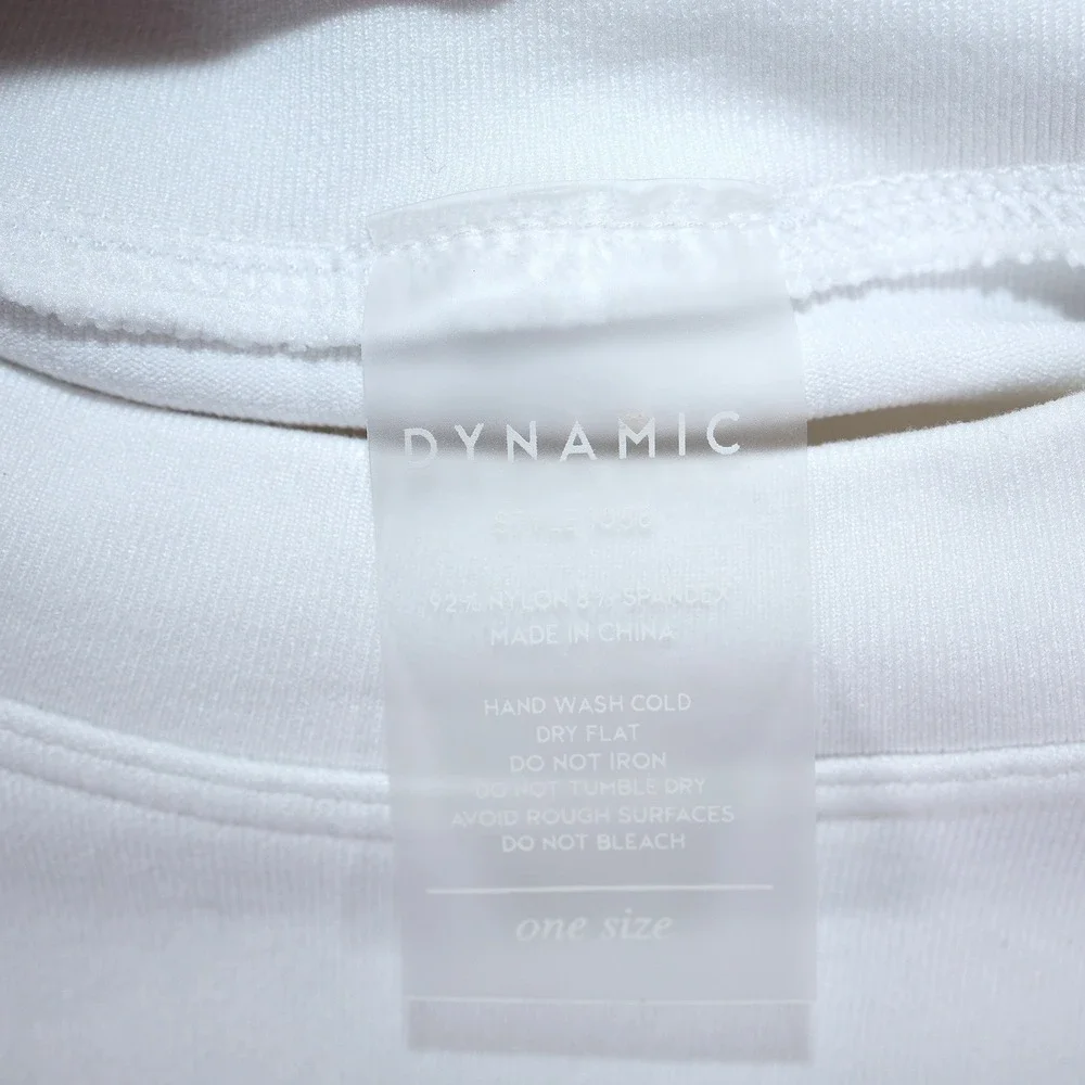 DYNAMIC Style 1058 Bodysuit White One‎ Size Short Sleeve Thong Nylon Spandex - Picture 7 of 8